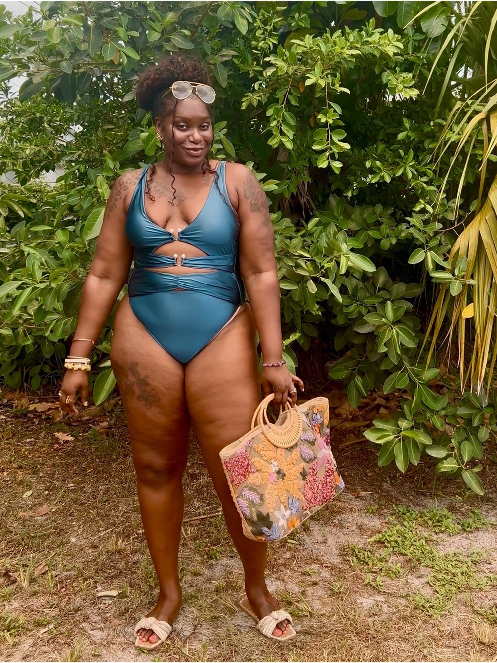 Teal Cutout One-Piece Swimsuit